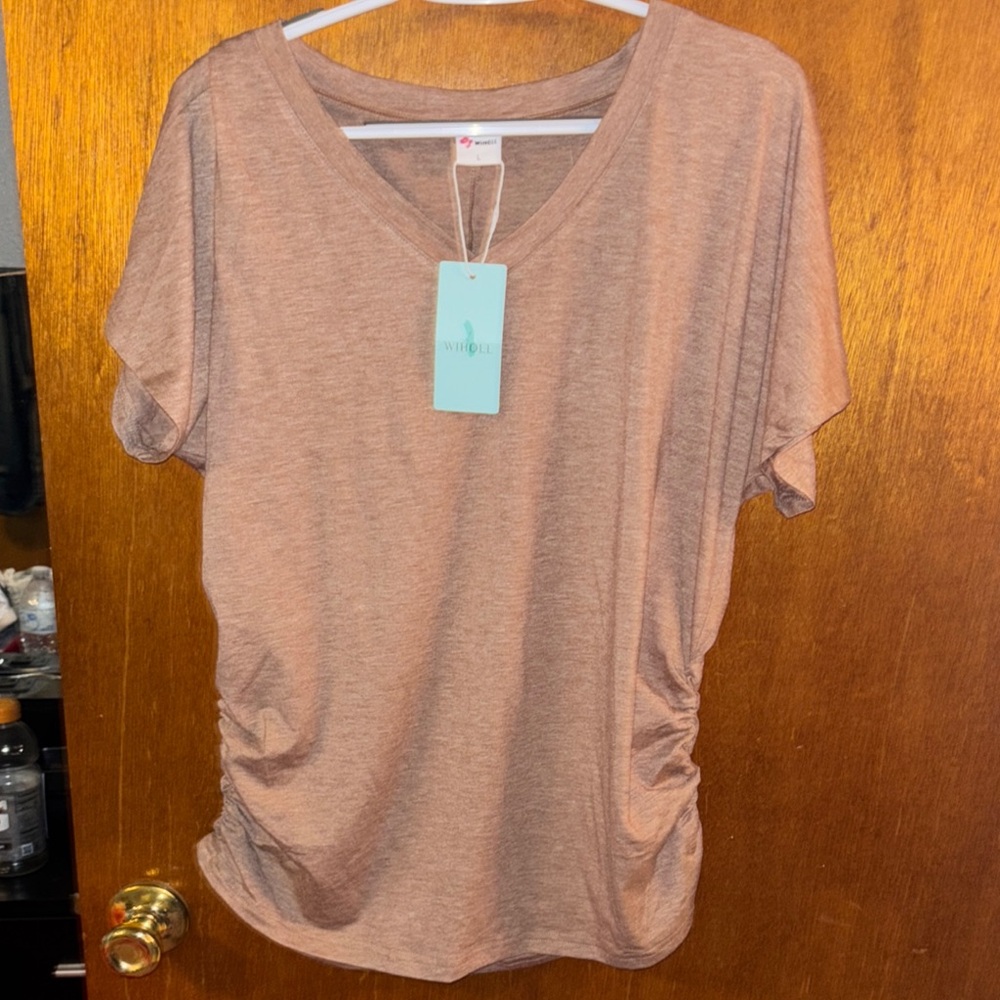 Women's Brown V-Neck Top